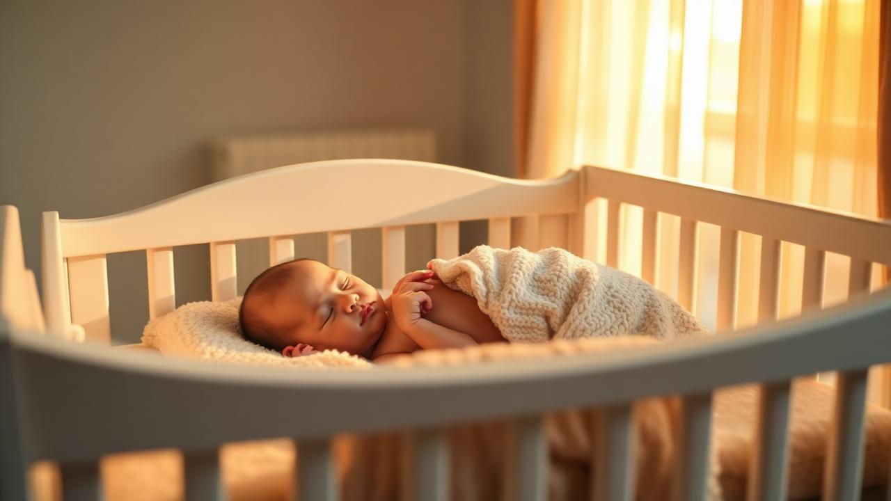 Peaceful sleeping baby in a sunlit nursery